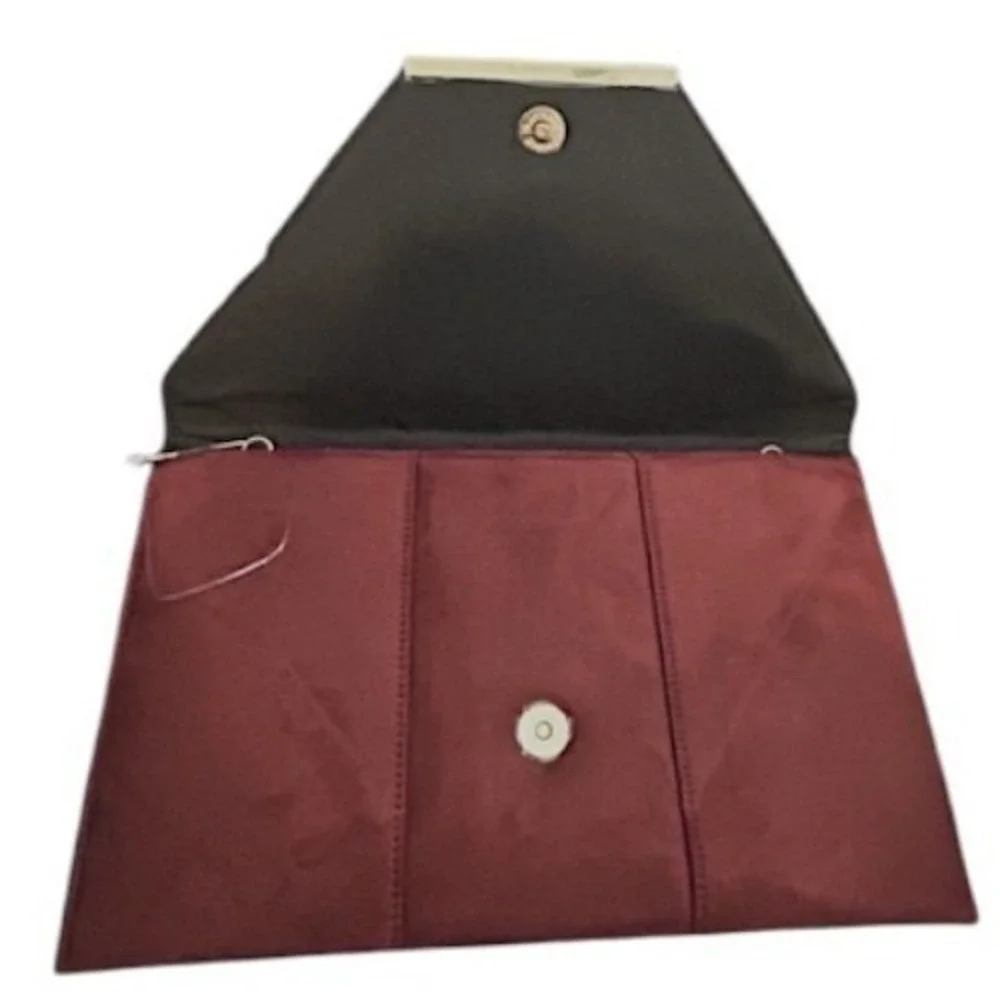 NWT‎ JNB Studio Burgundy Faux Suede Envelope Clutch Chain Shoulder Bag Modern